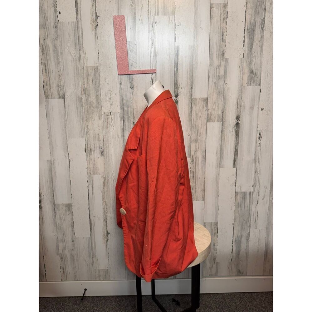 Vintage Lynn Greene for Richard Neal Oversized Blazer Orange Linen Blend Size L - Picture 5 of 8